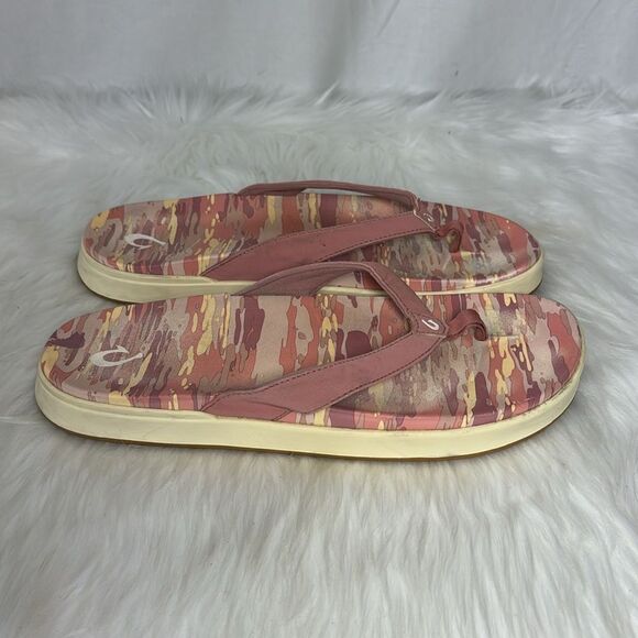 Olu Kai Nu\'a Pi\'o Ash Rose‎ Camo Flip Flops Sz 11